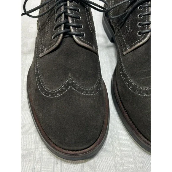EXCELLENT! Aquatalia Italy Dark Brown Suede Leather Wingtip Shoes Men’s Size 10